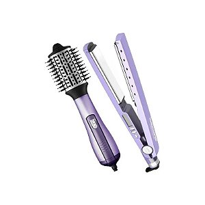 Kit Prancha Babylisspro PL4091 + Escova Secadora Babylisspro BNTLVPP44 - Lavanda