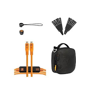 Kit Cabo USB-C para USB-C Tether Tools Tetherpro 10 GBPS para Câmera + Suporte + Bolsa - Laranja 4.6 Metros (BTKC15G2-Org)