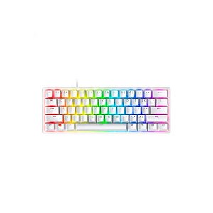 Teclado Gamer Mecânico Razer Huntsman Mini, RGB 60% USB-C, Switch Razer Clicky Roxo, Inglês, Branco Mercury