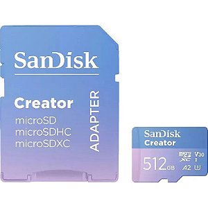 Cartão de Memória MicroSDXC SanDisk Creator Series SDSQXAV-512G-GN6MS 190-130 MB/s - 512GB