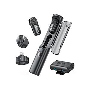 Microfone Sem Fio para Smartphone Boya MAGIC-04 com USB-C/Lightning - Preto (Anatel)