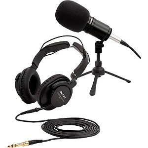 Kit de Microfone + Fone de Ouvido Zoom ZDM-1 para Podcast