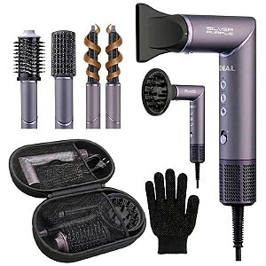 Secador de Cabelo Mondial SM-01-BLDC-SP Multifuncional 5 em 1 1500W 110V/60Hz Prata Roxo