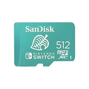 Cartão Micro SD Sandisk para Nintendo Switch 100-90 MB/s 512 GB (SDSQXAO-512G-GNCZN)