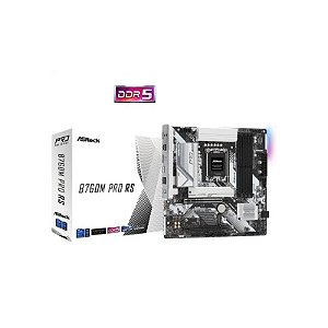 Placa-mãe 1700 Asrock B760M Pro RS White 4xDDR5, 2xM.2 Nvme, 1xHDMI, 1xDisplayPort 1.4, 1xUSB-C 3.2, 2xUSB-A 2.0, 3xUSB-A 3.2, 1xRJ45 Gigabit 2.5, 1xÁudio, M-ATX, Branca