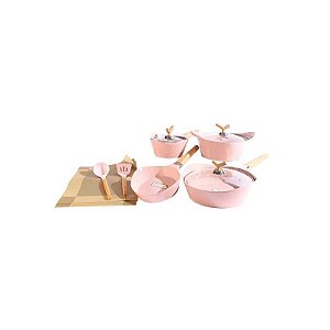 Jogo de Panela 15 Peças Rosa