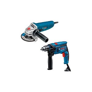 Kit Amoladora e Furadeira Bosch 0601.2B7 GSB12RE+GWS850 220V