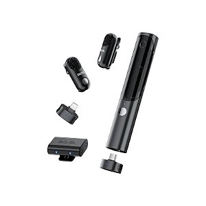Microfone Sem Fio para Smartphone Boya MAGIC-02 com Lightning e USB-C - Preto