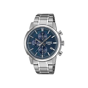 Relógio Casio Dress MTP-E510D-2A2VDF Analógico Masculino - Azul/Prata