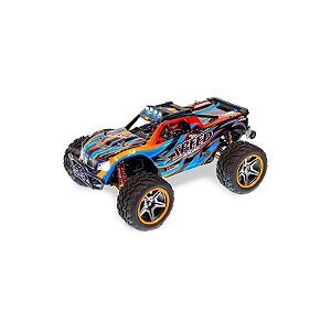 Automodelo Carro Elétrico Wltoys 104009 - Escala 1/10 - 45KM/H - Recarregável - com Controle - Azul e Laranja