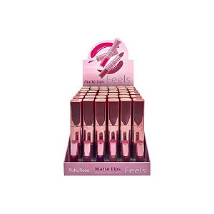Batom Líquido Ruby Rose Matte Duo Lips Feels HB-8608-5 - 36 Peças