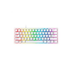 Teclado Gamer Mecânico Razer Huntsman Mini, RGB 60% USB-C, Switch Razer Clicky Roxo, Inglês, Branco Mercúrio