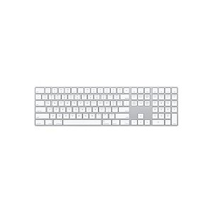 Teclado Sem Fio Apple Magic Keyboard Com Teclado Numérico A1843 MXCJ3LL Inglês com Bluetooth - Branco/Prata