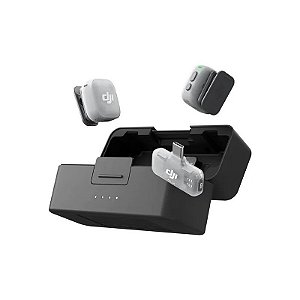 Microfone Sem Fio Dji Mic Mini 2 com USB-C - Preto/Branco Transparente (Anatel)