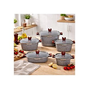 Conjunto de Panelas de Indução Ucc Life Antiaderente 10 Peças Cinzento