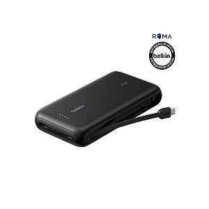 Carregador Portátil Belkin 20K 30W com Cabo Integrado Switch 2 Preto - ENA013FQBK