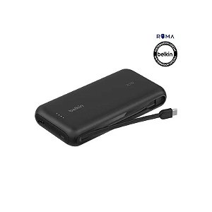 Carregador Portátil Belkin Boostcharge 20k com Cabo Integrado Preto - BPB024FQBK