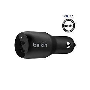 Carregador Veicular Duplo Belkin CCB002BTBK 36W USB-C 18W + USB-C 18W - Preto