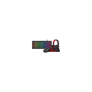 Kit Gamer Redragon Essentials S148 Teclado + Mouse + Mousepad + Fone / RGB / Preto