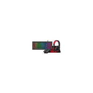 Kit Gamer Redragon Essentials S149 Teclado + Mouse + Mousepad + Fone / RGB / Inglês - Preto