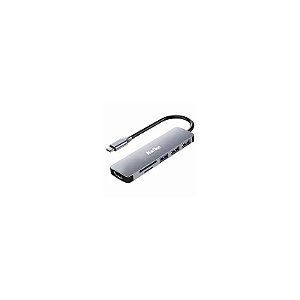 Hub USB-C Kolke KCH-680 6 Portas / 2 USB 2.0 / USB 3.0 / HDMI / SD / TF - Cinza