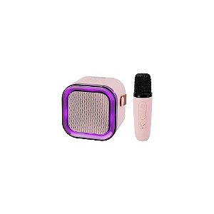 Caixa de Som Midi Pro MDP-005 - USB/Aux/SD - Bluetooth - 5W - com 2 Microfones - Rosa