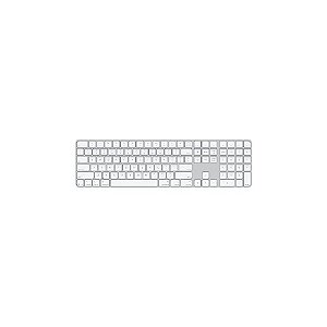 Teclado Sem Fio Apple Magic Keyboard com Touch ID e Teclado Numérico A3119 MXK73LL Inglês com Bluetooth - Branco