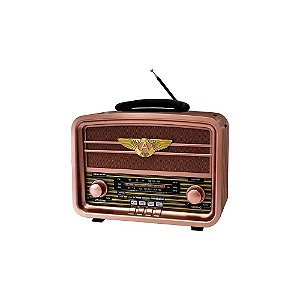 Rádio Portátil Megastar RX939BT a Pilha - Rosa/Marrom