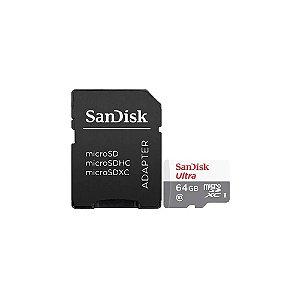 Cartão de Memória Micro SD de 64GB Sandisk Ultra SDSQUNR-064G-GN3MA - Branco/Cinza