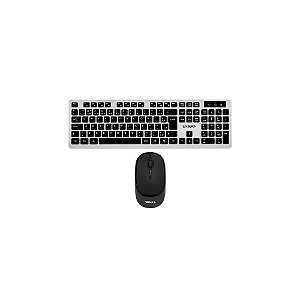 Kit Teclado Sem Fio Satellite AK-761G Português + Mouse 1.200 Dpi - Prata/Preto
