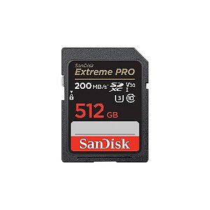 Cartão de Memória SD Sandisk Extreme Pro 200-140 MB/s C10 U3 V30 512 GB (SDSDXXD-512G-GN4IN)