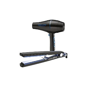Kit Chapinha Babyliss Pro PL4091 32 MM + Secador Babyliss Pro SEC6176 Nano Gold - Preto/Azul Claro