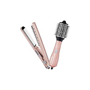 Kit Escova Secadora + Chapinha Babyliss Pro BNTRGPP44UZ Bivolt - Rosa Dourado