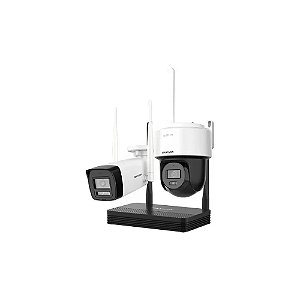 Kit de Vigilância CCTV NVS Hikvision NKS422W03H 4 Canais + 2 Câmeras Wifi - Branco/Preto