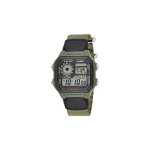 Relógio Casio World Time AE-1200WHB-3BVDF Digital Unissex - Verde/Preto