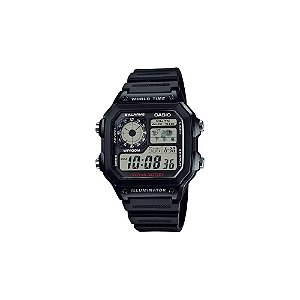 Relógio Casio World Time AE-1200WH-1AVDF Digital Masculino - Preto
