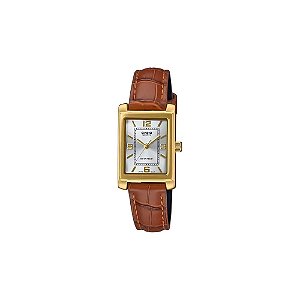 Relógio Casio LTP-1234GLL-7ADF Analógico Feminino - Dourado/Branco/Couro Marrom