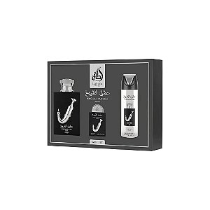 Kit Perfume Lattafa Pride Isqhq Al Shuyukh Silver Edp 100ML + Spray 200ML + Miniatura 20ML - Unissex