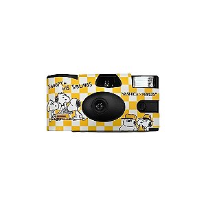 Câmera Yashica X Peanuts Filme Descartável de Uso Único Yellow Snoopy e Seus Irmãos
