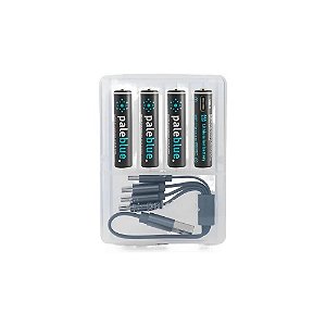 Pilha Recarregável Paleblue AAA 600 mAh USB-C - 4 Unidades
