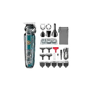 Kit Cortador de Cabelo VGR V-102 6 em 1 Recarregável - Preto/Transparente