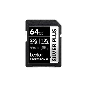 Cartão de Memória SD Lexar Professional Silver Plus 255-135 MB/s C10 U3 V30 64 GB - (LSDSIPL064G-BNNNG)