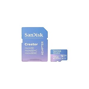 Cartão de Memória Micro SD Sandisk Creator 256GB 190MBS - SDSQXAV-256G-GN6MS