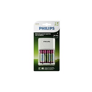 Carregador de Pilhas Philips SCB2445NB com 4 Pilhas AA 2450mAh 2V