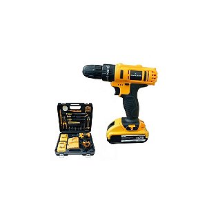 Kit Parafusadeira Elétrica Kandexs SP-994 21V Preto e Amarelo
