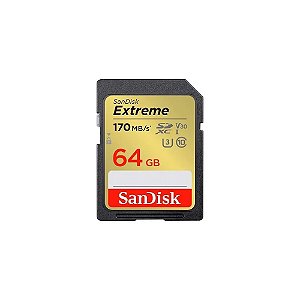 Cartão SD 64GB Sandisk Extreme U3 4K 170MB/s SDSDXV2-064G-GN Cinza