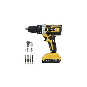 Kit Parafusadeira Elétrica Kandexs SP-992 21V Preto/Amarelo