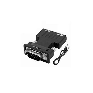 Adaptador VGA para HDMI Fêmea com Áudio