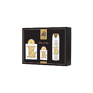 Kit Perfume Lattafa Pride Peace Love Eau de Parfum 100ml + Mini Perfume 20ml + Spray 200ml - Unissex