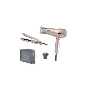 Kit Secador e Chapinha Britânia Travel 1200W Bivolt Rosa Dourado